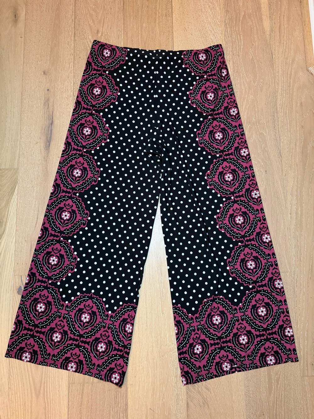 Women's Black and Pink Polka Dot Pajama Pants